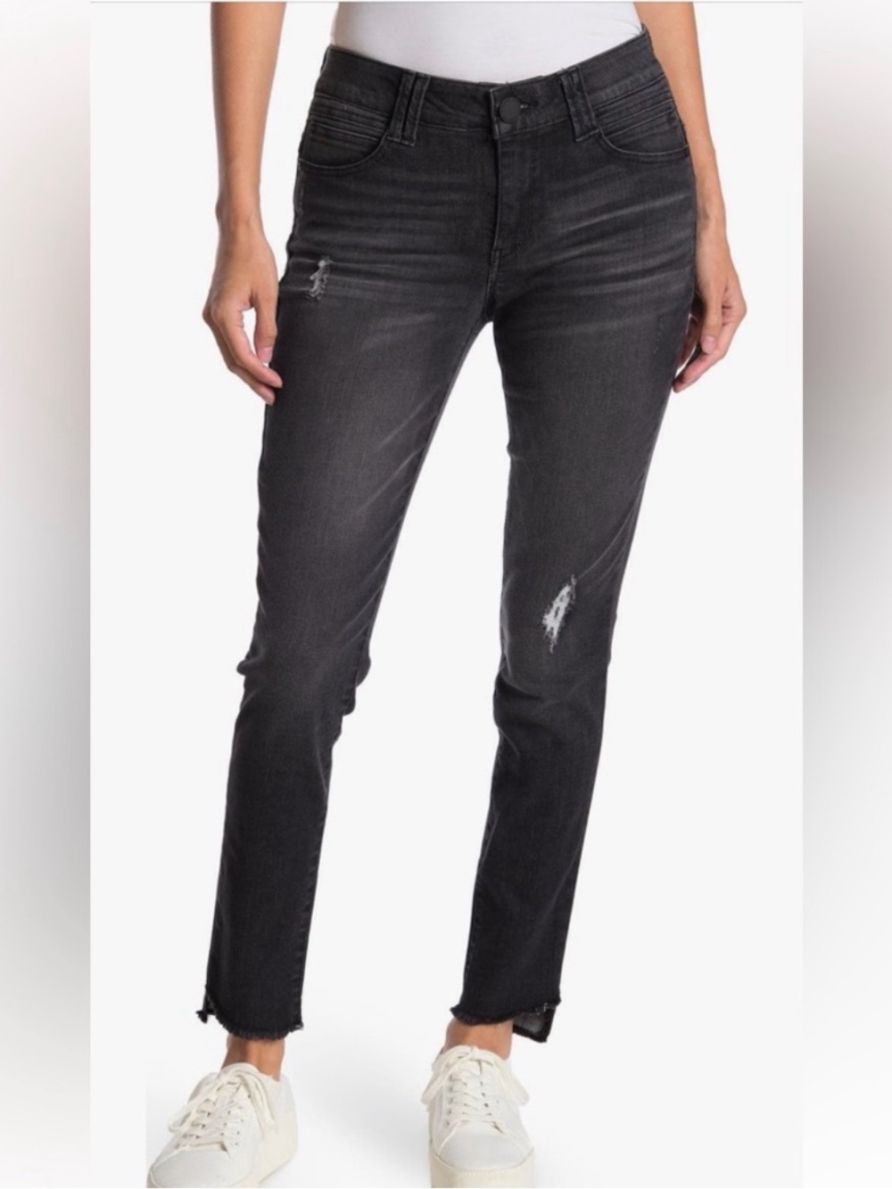 Democracy Ab Solution Black Distressed Raw Hem Ankle Skinny Jeans 10